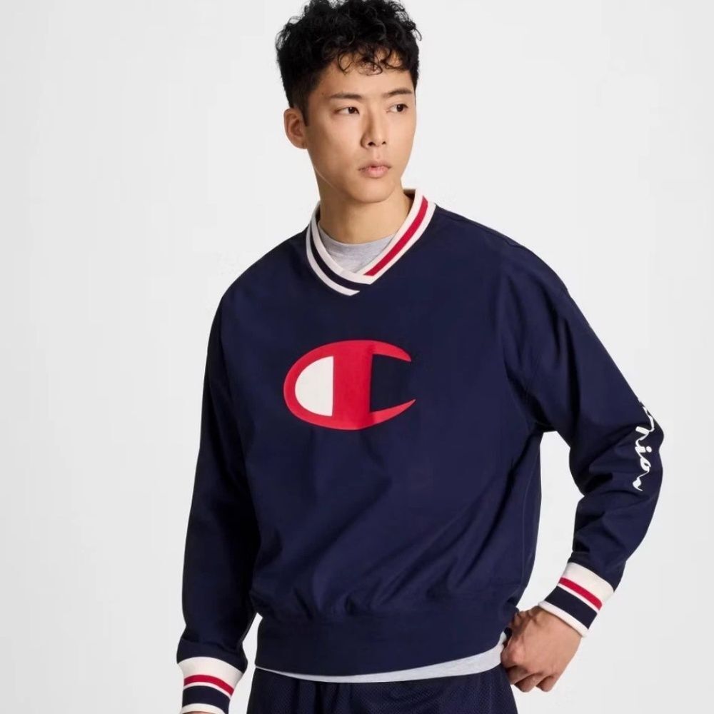 New Men’s Champion Blue V-Neck Pullover Size XXL